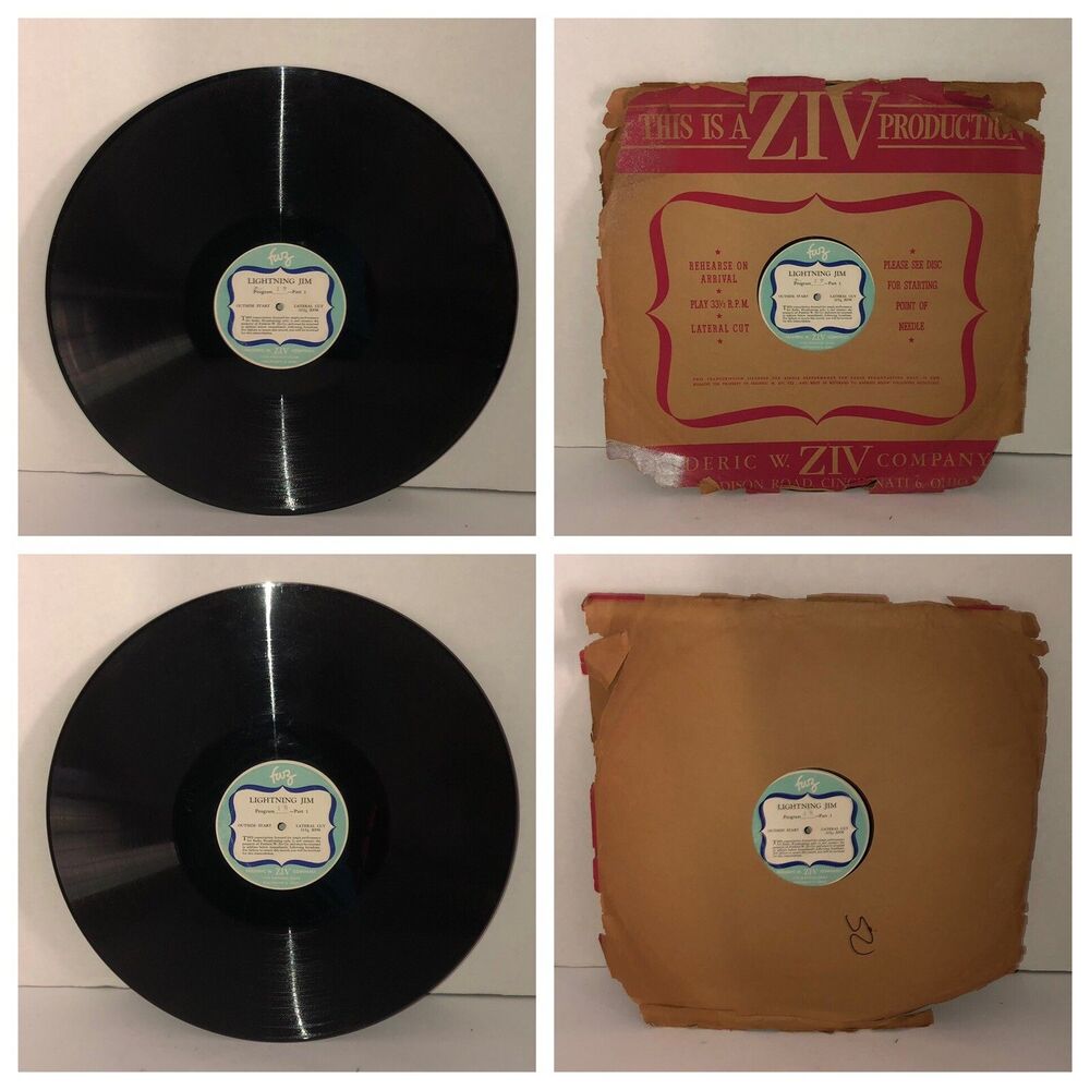 LIGHTNING JIM 16" Radio Transcription Disc 40s In Sleeve Program 17 & 18 Part 1